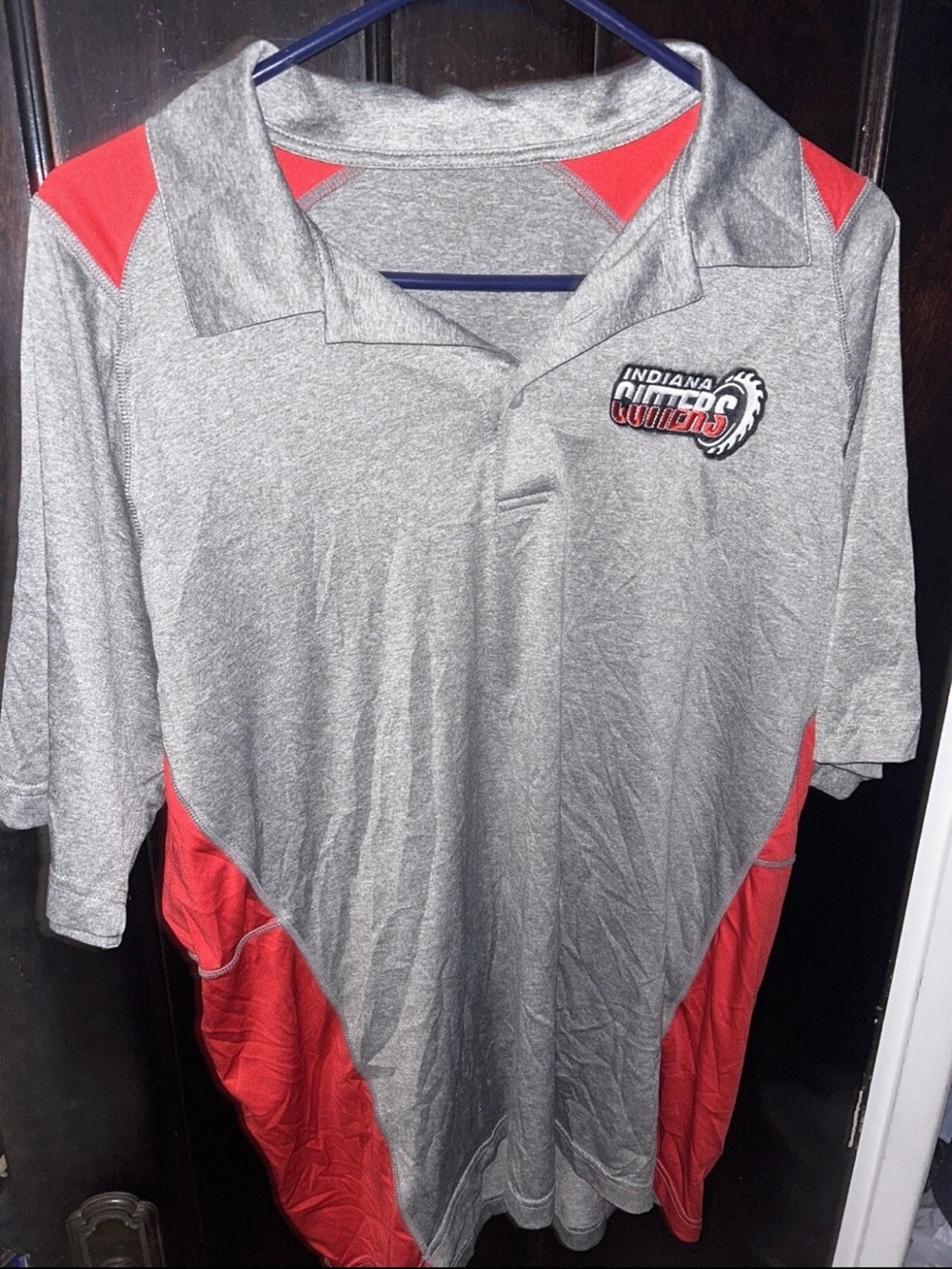 Indiana Cutters Semi Pro Football Red And Gray Large Mens Polo